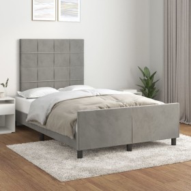 Estructura de cama con cabecero terciopelo gris claro 120x200cm de vidaXL, Camas y somieres - Ref: Foro24-3125745, Precio: 17...