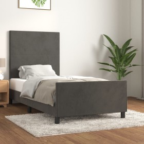 Estructura cama con cabecero terciopelo gris oscuro 100x200 cm de vidaXL, Camas y somieres - Ref: Foro24-3125618, Precio: 157...