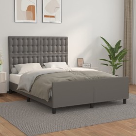 Bed frame with headboard gray synthetic leather 140x200cm by vidaXL, Beds and slatted bases - Ref: Foro24-3125577, Price: 254...