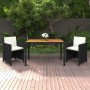 3-teiliges Garten-Essset und Kissen aus schwarzem synthetischem Rattan von vidaXL, Gartensets - Ref: Foro24-3095497, Preis: 3...