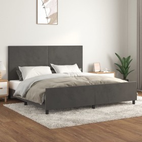 Dark gray velvet bed frame with headboard 200x200 cm by vidaXL, Beds and slatted bases - Ref: Foro24-3125654, Price: 238,85 €...