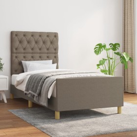 Bed frame with headboard in taupe gray fabric 80x200 cm by vidaXL, Beds and slatted bases - Ref: Foro24-3125256, Price: 171,2...