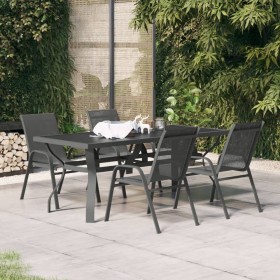 Juego de comedor de jardín 5 piezas gris y negro de vidaXL, Conjuntos de jardín - Ref: Foro24-3095982, Precio: 293,01 €, Desc...