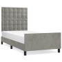 Light gray velvet bed frame with headboard 100x200cm by vidaXL, Beds and slatted bases - Ref: Foro24-3125983, Price: 155,88 €...