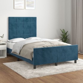 Estructura cama con cabecero terciopelo azul oscuro 120x200cm de vidaXL, Camas y somieres - Ref: Foro24-3125749, Precio: 182,...