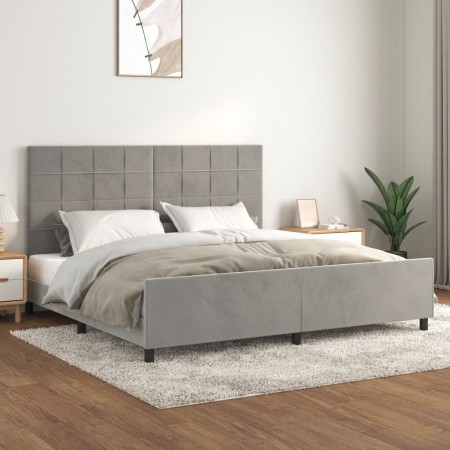 Light gray velvet bed frame with headboard 200x200cm by vidaXL, Beds and slatted bases - Ref: Foro24-3125775, Price: 269,02 €...