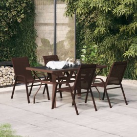 5-teiliges Garten-Essset mit braunen und schwarzen Kissen von vidaXL, Gartensets - Ref: Foro24-3095983, Preis: 250,99 €, Raba...