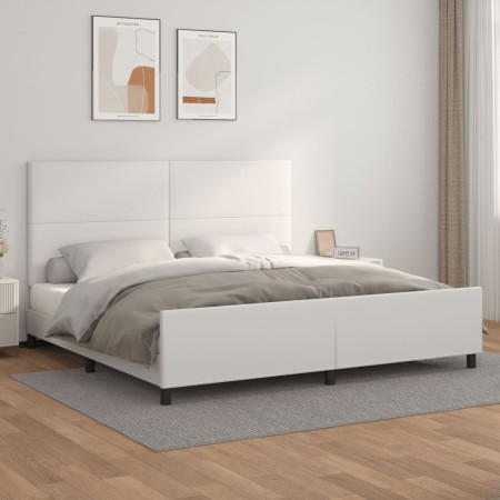 Estructura de cama cabecero cuero sintético blanco 200x200 cm de vidaXL, Camas y somieres - Ref: Foro24-3125470, Precio: 244,...