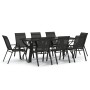 Juego de comedor de jardín 9 piezas negro de vidaXL, Conjuntos de jardín - Ref: Foro24-3095974, Precio: 470,96 €, Descuento: %