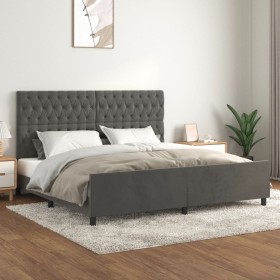 Dark gray velvet bed frame with headboard 200x200 cm by vidaXL, Beds and slatted bases - Ref: Foro24-3125959, Price: 255,09 €...