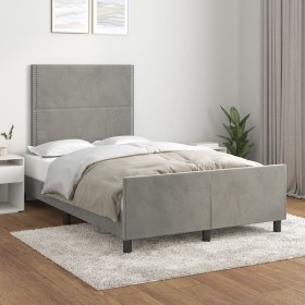 Light gray velvet bed frame with headboard 120x200cm by vidaXL, Beds and slatted bases - Ref: Foro24-3125684, Price: 170,90 €...