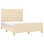 Estructura de cama con cabecero de tela color crema 140x190 cm de vidaXL, Camas y somieres - Ref: Foro24-3125135, Precio: 228...