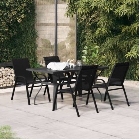 Juego de comedor para jardín 5 piezas negro de vidaXL, Conjuntos de jardín - Ref: Foro24-3095979, Precio: 312,40 €, Descuento: %