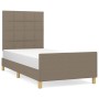 Bed frame with headboard in taupe gray fabric 90x200 cm by vidaXL, Beds and slatted bases - Ref: Foro24-3125029, Price: 153,6...