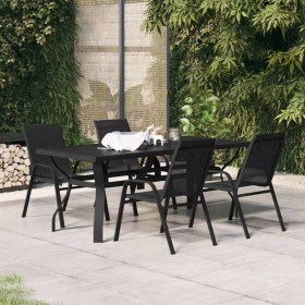 Juego de comedor para jardín 5 piezas negro de vidaXL, Conjuntos de jardín - Ref: Foro24-3095980, Precio: 310,47 €, Descuento: %