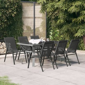 Juego de comedor de jardín 7 piezas con cojines gris y negro de vidaXL, Conjuntos de jardín - Ref: Foro24-3095987, Precio: 39...