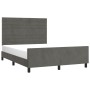 Dark gray velvet bed frame with headboard 140x190 cm by vidaXL, Beds and slatted bases - Ref: Foro24-3125813, Price: 213,30 €...