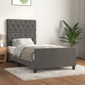 Estructura de cama con cabecero terciopelo gris oscuro 80x200cm de vidaXL, Camas y somieres - Ref: Foro24-3125905, Precio: 15...