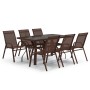 Juego de comedor de jardín 7 piezas marrón y negro de vidaXL, Conjuntos de jardín - Ref: Foro24-3095989, Precio: 346,50 €, De...