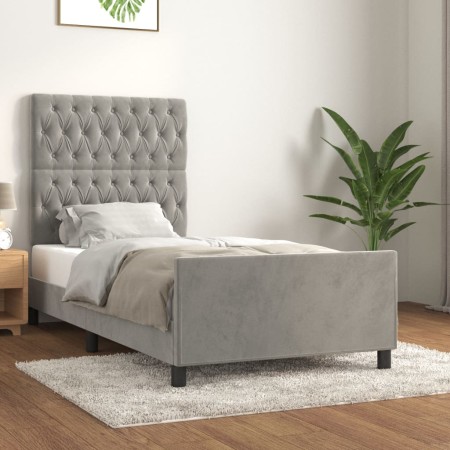 Estructura de cama con cabecero terciopelo gris claro 90x200 cm de vidaXL, Camas y somieres - Ref: Foro24-3125916, Precio: 16...