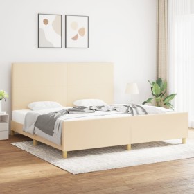 Bed frame with cream fabric headboard 200x200 cm by vidaXL, Beds and slatted bases - Ref: Foro24-3124924, Price: 245,99 €, Di...