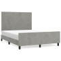 Bed frame with light gray velvet headboard 140x190cm by vidaXL, Beds and slatted bases - Ref: Foro24-3125635, Price: 222,12 €...