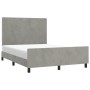 Bed frame with light gray velvet headboard 140x190cm by vidaXL, Beds and slatted bases - Ref: Foro24-3125635, Price: 222,12 €...