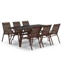 Juego de comedor de jardín 7 piezas marrón y negro de vidaXL, Conjuntos de jardín - Ref: Foro24-3095990, Precio: 391,79 €, De...