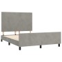 Bed frame with light gray velvet headboard 140x190cm by vidaXL, Beds and slatted bases - Ref: Foro24-3125635, Price: 217,16 €...