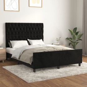 Bed frame with black velvet headboard 140x190 cm by vidaXL, Beds and slatted bases - Ref: Foro24-3125936, Price: 243,59 €, Di...