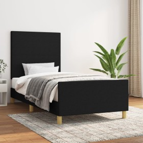 Estructura de cama con cabecero de tela negro 90x190 cm de vidaXL, Camas y somieres - Ref: Foro24-3124857, Precio: 137,65 €, ...