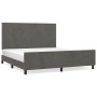 Bed frame with dark gray velvet headboard 160x200 cm by vidaXL, Beds and slatted bases - Ref: Foro24-3125642, Price: 231,09 €...