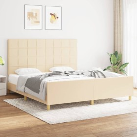 Bed frame with cream fabric headboard 180x200 cm by vidaXL, Beds and slatted bases - Ref: Foro24-3125078, Price: 243,15 €, Di...