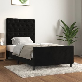 Bed frame with black velvet headboard 80x200 cm by vidaXL, Beds and slatted bases - Ref: Foro24-3125906, Price: 164,61 €, Dis...