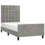 Light gray velvet bed frame with headboard 90x190 cm by vidaXL, Beds and slatted bases - Ref: Foro24-3125971, Price: 153,84 €...