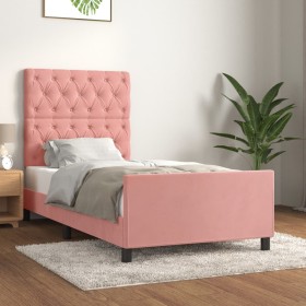 Pink velvet bed frame with headboard 80x200 cm by vidaXL, Beds and slatted bases - Ref: Foro24-3125909, Price: 165,99 €, Disc...