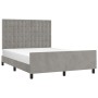 Bed frame with light gray velvet headboard 140x190cm by vidaXL, Beds and slatted bases - Ref: Foro24-3125995, Price: 219,02 €...