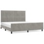 Bed frame with light gray velvet headboard 160x200cm by vidaXL, Beds and slatted bases - Ref: Foro24-3125885, Price: 232,84 €...