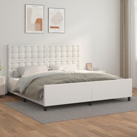 Estructura de cama cabecero cuero sintético blanco 200x200 cm de vidaXL, Camas y somieres - Ref: Foro24-3125592, Precio: 255,...