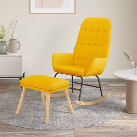 Sillón mecedora con taburete tela amarillo mostaza de vidaXL, Mecedoras - Ref: Foro24-3097711, Precio: 146,94 €, Descuento: %