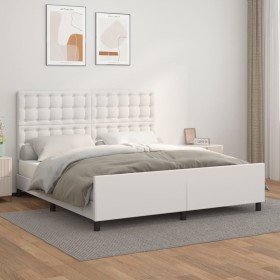 White synthetic leather headboard bed frame 180x200 cm by vidaXL, Beds and slatted bases - Ref: Foro24-3125586, Price: 273,02...