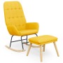 Sillón mecedora con taburete tela amarillo mostaza de vidaXL, Mecedoras - Ref: Foro24-3097711, Precio: 146,76 €, Descuento: %