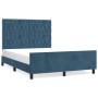 Dark blue velvet bed frame with headboard 140x200 cm by vidaXL, Beds and slatted bases - Ref: Foro24-3125944, Price: 272,20 €...