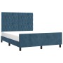 Dark blue velvet bed frame with headboard 140x200 cm by vidaXL, Beds and slatted bases - Ref: Foro24-3125944, Price: 272,20 €...