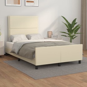 Bed frame with headboard cream synthetic leather 120x200cm by vidaXL, Beds and slatted bases - Ref: Foro24-3125502, Price: 18...