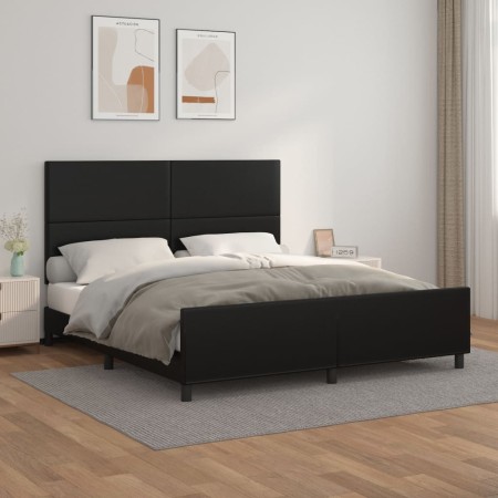 Estructura de cama con cabecero cuero sintético negro 180x200cm de vidaXL, Camas y somieres - Ref: Foro24-3125463, Precio: 26...