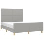 Light gray fabric bed frame with headboard 140x190 cm by vidaXL, Beds and slatted bases - Ref: Foro24-3124968, Price: 208,52 ...