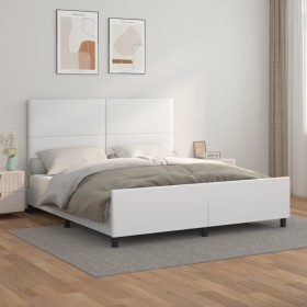 Estructura de cama cabecero cuero sintético blanco 180x200 cm de vidaXL, Camas y somieres - Ref: Foro24-3125464, Precio: 263,...