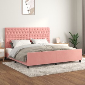 Pink velvet bed frame with headboard 200x200 cm by vidaXL, Beds and slatted bases - Ref: Foro24-3125963, Price: 280,90 €, Dis...