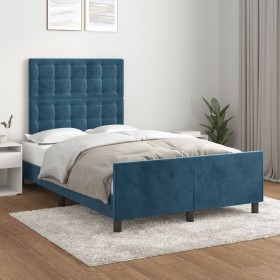 Estructura cama con cabecero terciopelo azul oscuro 120x200cm de vidaXL, Camas y somieres - Ref: Foro24-3125993, Precio: 185,...